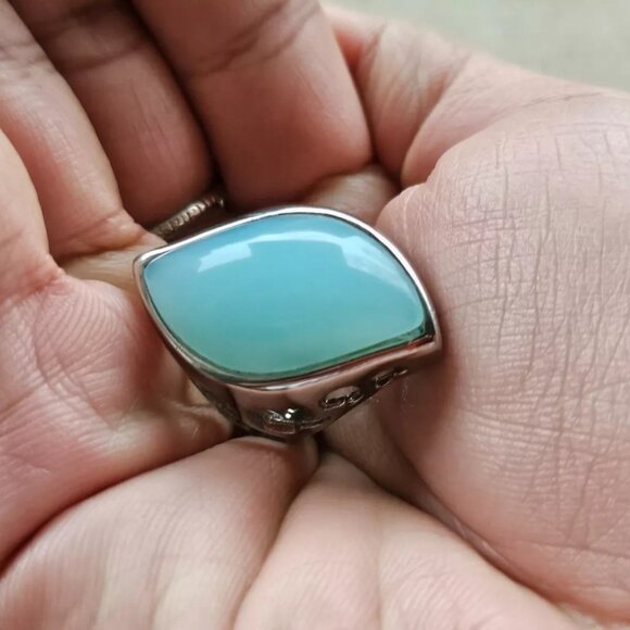 Women Ring Faux Turquoise Stone Silver Tone Fashion Jewelry Ring Size 8.5 - Picture 4 of 12